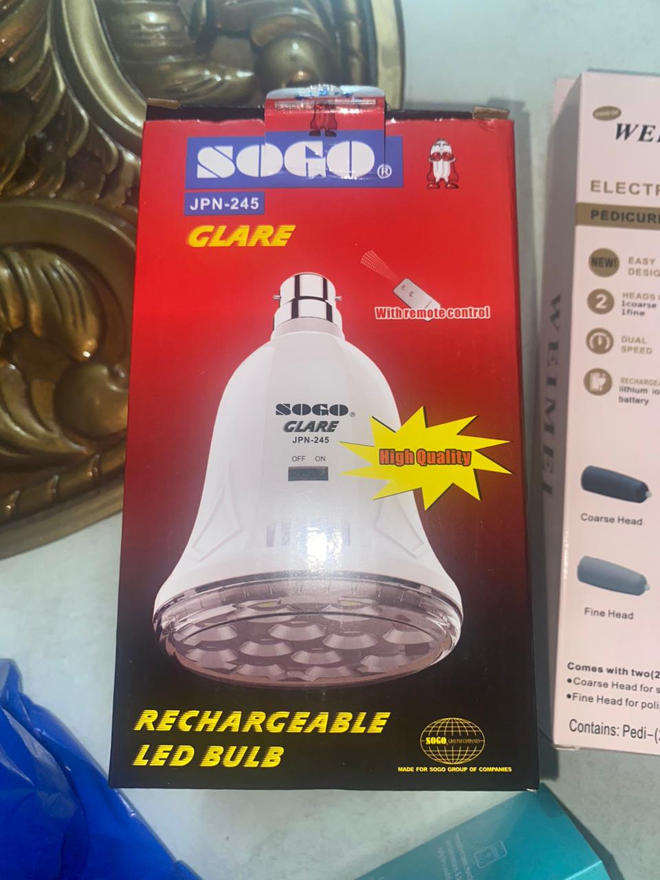 SOGO Glare Rechargeable LED Bulb with Remote (JPN-245)